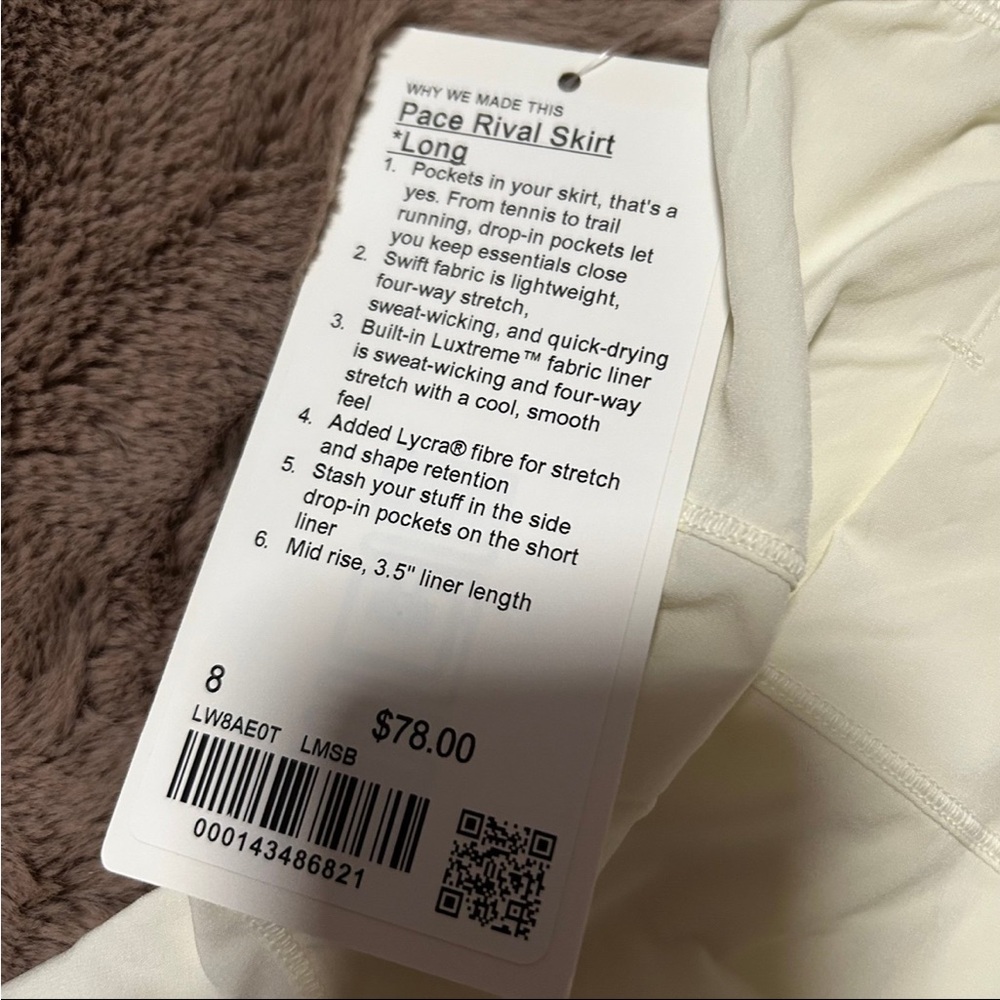 Lululemon Pace Rival Skirt Tall size 8 Lemon sorbet NWT - Picture 4 of 6